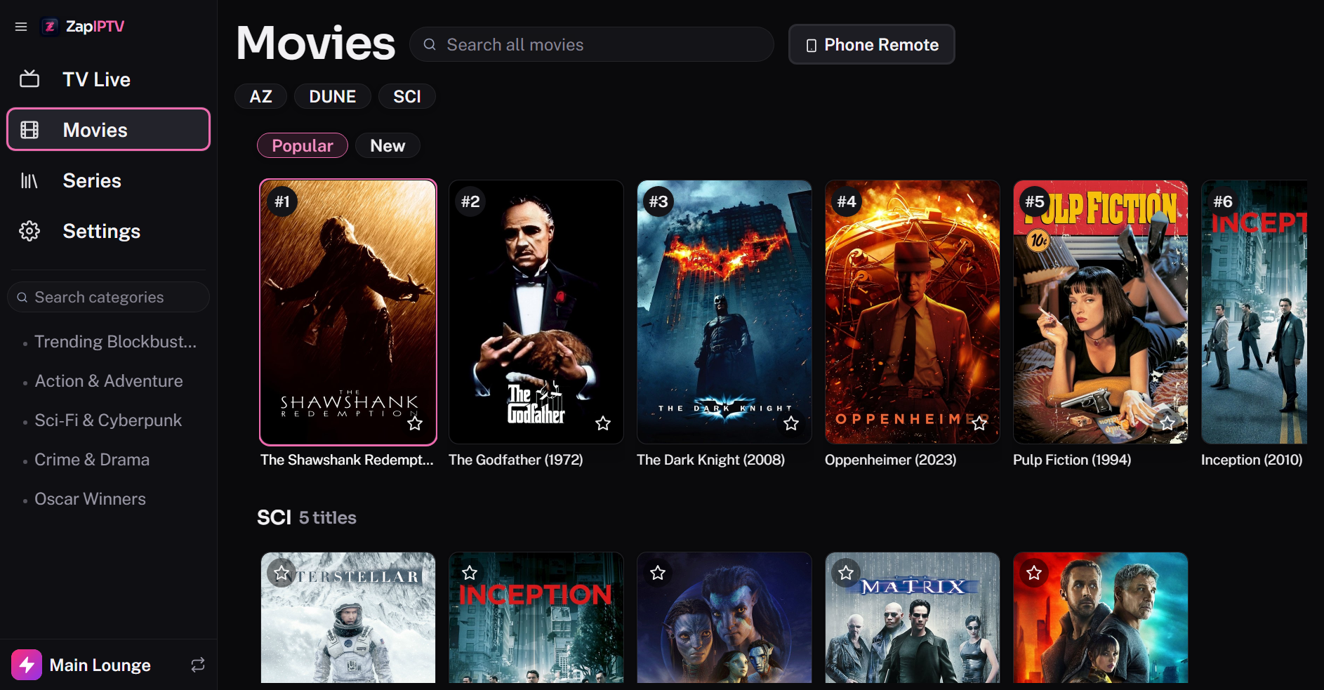 Movies & VOD Catalog